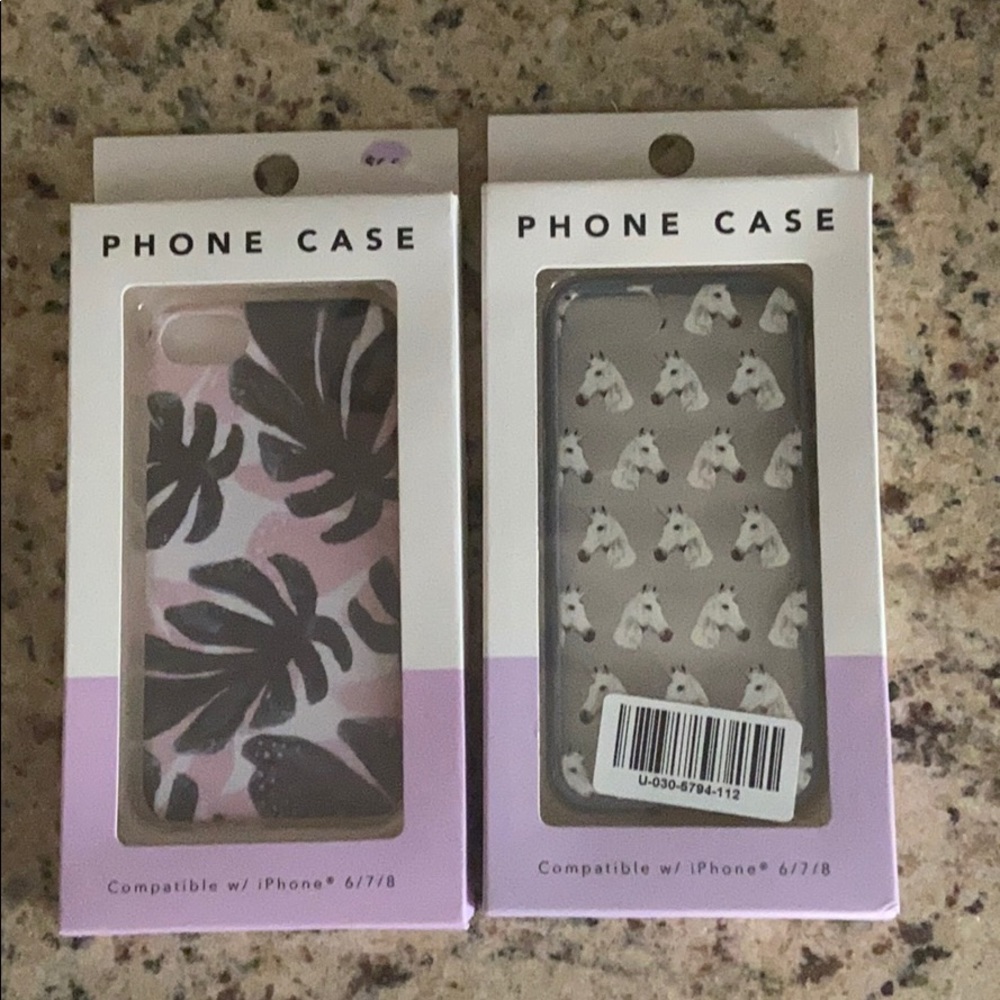 IPhone 6 7 8 cases (2) of them palm & unicorn